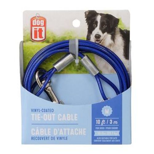 Câble d'attache Dogit pour l'extérieur pour chiens de taille moyenne, bleu, 3 m (10 pi)