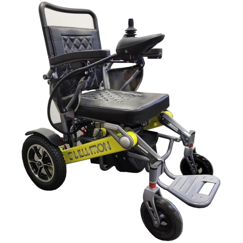 New Evaluation Evolution Automatic Folding Power Wheelchair | 18.5 x 18.5 inch Seat | Remote Control-Powered Folding  cost of mobility scooters USA