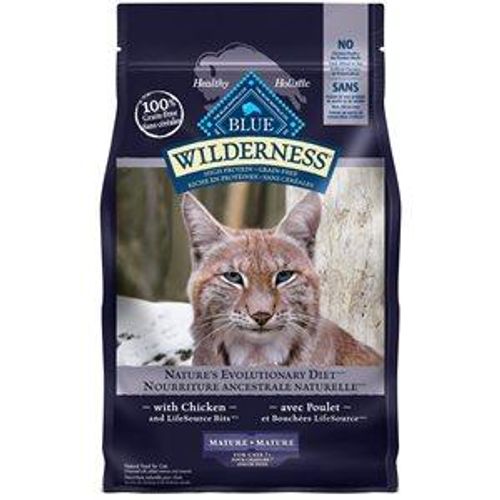 Blue Buffalo Wilderness nourriture pour chat mature - haute teneur en protéines et sans céréales au poulet