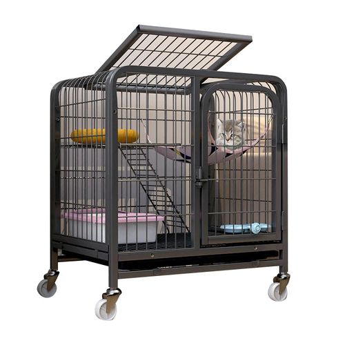 BS C002 Large Durable Square Tube Dog Cages Metal Kennels Folding Stainless Dog Cages With Wheels