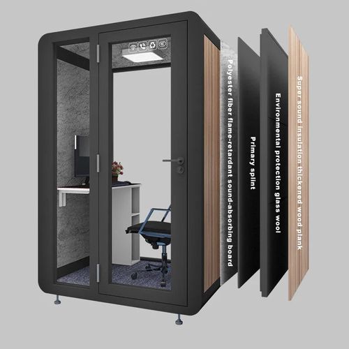 Wood grain series 2-3 people pod soundproof office meeting booth movable silence office phone booth with desk