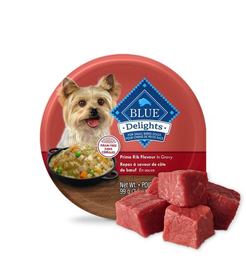 BLUE Delights™ CHIENS ADULTES DE PETITE RACE  Repas à saveur de côte de bœuf dans une sauce consistante