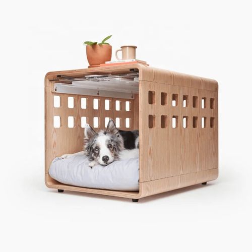 Manufacturer modern customized stylish clear acrylic folding collapsible wood frame inside furniture house kennel dog crate