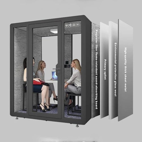 Sheet metal series 4 person office pod voice recording booth silent box soundproof office meeting booth