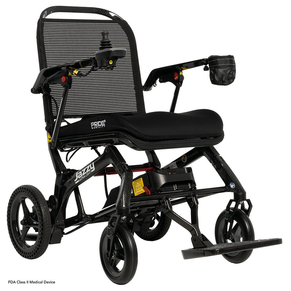 New Pride Mobility Jazzy Ultra Light Portable Power Chair | 18 x 18 inch Seat | Lightweight 33 LBS. Frame  cost of mobility scooters USA