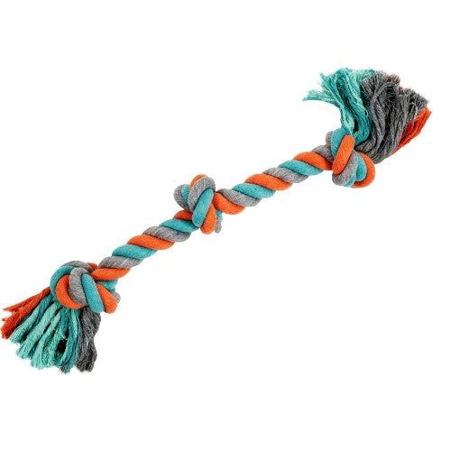 Bud'z Jouet de corde pour chien, avec 3 noeuds orange et bleu large