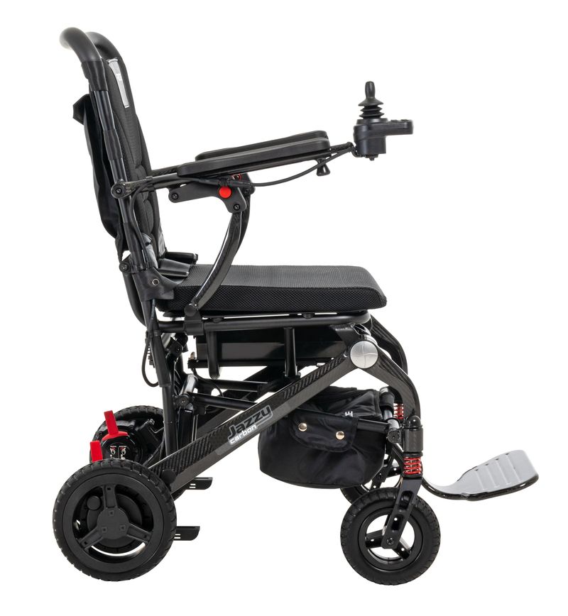 New Pride Mobility Jazzy Carbon Folding Lightweight Portable Power Chair | Weighs 39 lbs! lightweight mobility scooter USA