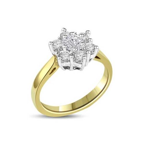 Anello Cluster con diamanti in Oro Giallo 18ct - R132