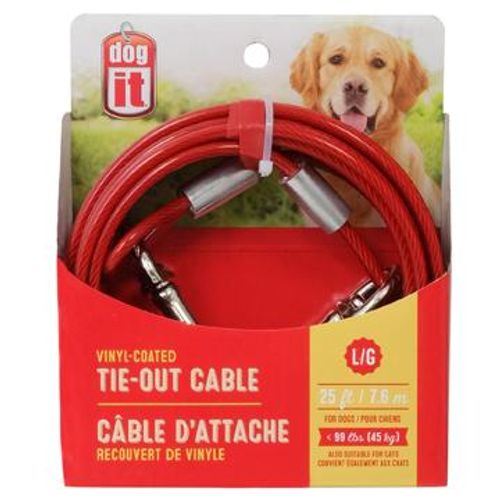 Câble d'attache Dogit pour chiens de grande taille, rouge, 7,6 m (25 pi)