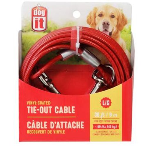 Câble d'attache Dogit pour chiens de grande taille, rouge, 9 m (30 pi)