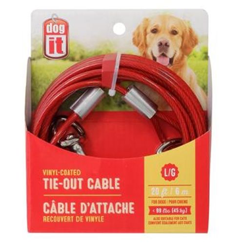 Câble d'attache Dogit pour chiens de grande taille, rouge, 6 m (20 pi)