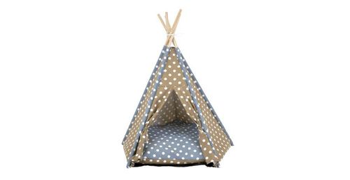 BUD'Z tente style "tipi" bleue et sable à pois blancs