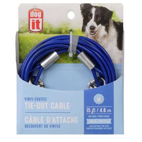 Câble d'attache Dogit pour chiens de taille moyenne, bleu, 4,6 m (15 pi)