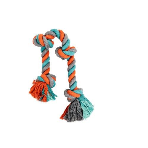 Bud'z Jouet de corde pour chien, avec 4 noeuds orange et bleu large