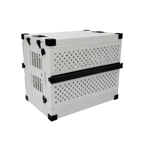 Lightweight aluminum collapsible air freight white impact large dog crate