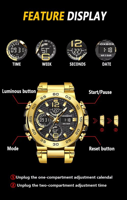Relógio Masculino Multifuncional com Dual Display, Silicone, Luz Noturna, Ideal para Esportes e Lazer