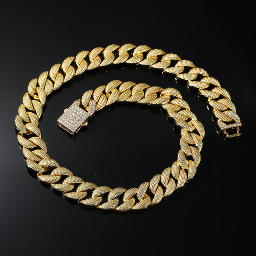 Mens Ice Chain Necklace Hip Hop Gold CZ Miami Cuban Chain Choker