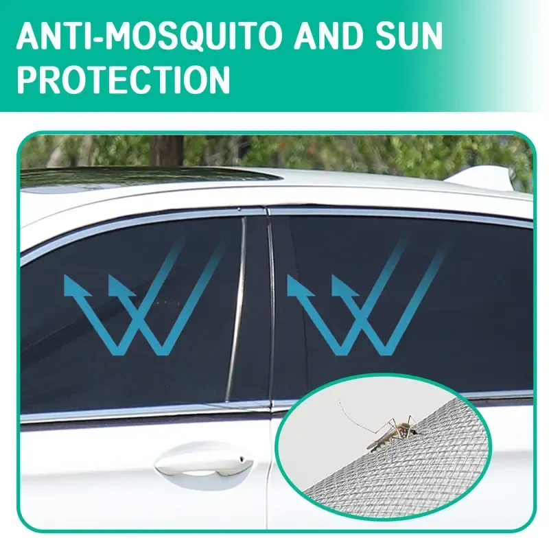 (4 piece pack) Car Front Rear Side Window Sunshade Visor Shade Mesh Insulation Anti-mosquito UV Screen Protector Curtain Styling