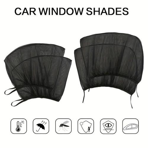 (4 piece pack) Car Front Rear Side Window Sunshade Visor Shade Mesh Insulation Anti-mosquito UV Screen Protector Curtain Styling
