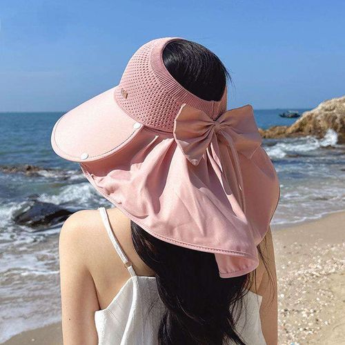 Women's Summer Outdoor Fisherman Hat 3D Embroidered Silk Sunhat Visor Detachable Shawl Wide Brim for Sunshade Neck Sports