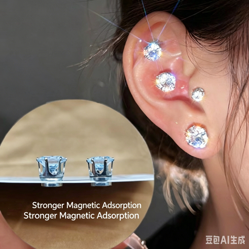 Full diamond earrings (magnetic type, stud type)(Jewelry with box included）