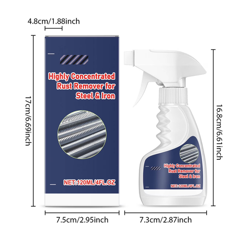 1 Packs Highly Concentrated Rust Remover for Steel Iron 120ml Fast Acting Penetrating Formula Safe for Metal Surfaces Rust Stain Cleaner for Rebars Tools Frames Barrels Plates Threaded