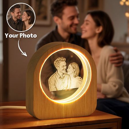 ✨Anpassat hem 3D-snidad kristallfoto LED-lampa💫