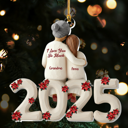 Rustic Grandma And Grandchild Love - Personalized 1-Layer Acrylic Ornament