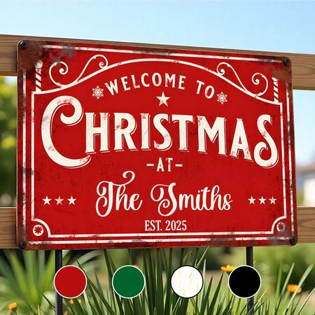 Personalized Vintage American Christmas Metal Sign – Custom Family Name & Year | Retro Holiday Decor & Heirloom Gift