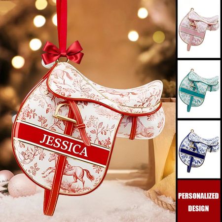Personalized Equestrian Saddle Xmas Ornament