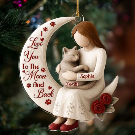 Moonlight Hug - Personalized 1-Layer Acrylic Ornament