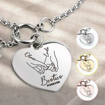 Personalised Besties Forever Heart Bracelet Valentine Gift Custom Jewellery