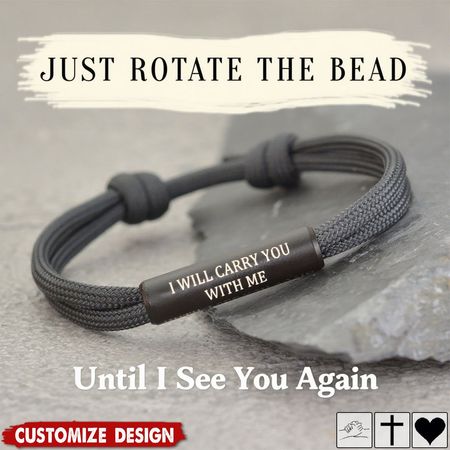 In Loving Memory Bracelet I Will Carry You With Me - Personalized Engraved Memorial Bracelet