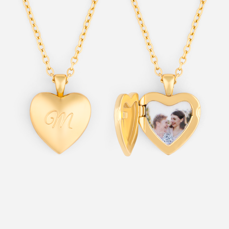 Personalised Heart Locket Necklace with Picture for Him Her