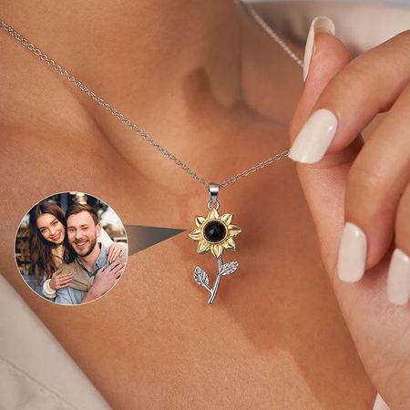Personalized Sunflower Photographic Necklace