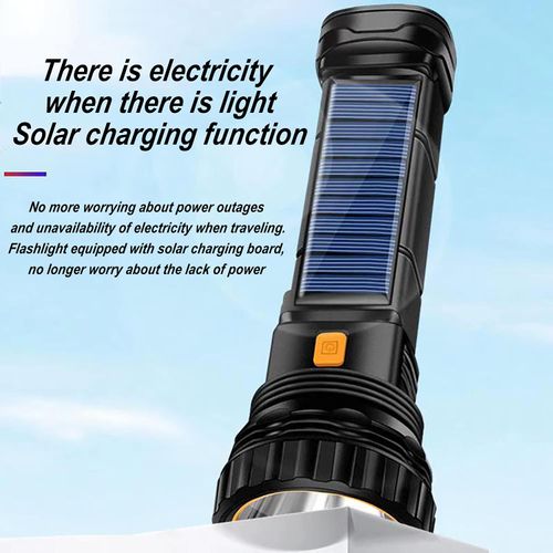 Solar Rechargeable Multi Function 1000 LED Flashlight Emergency Power Supply and USB Charging