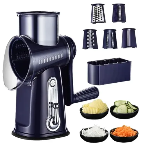 Vegetable Slicer Cutter Manual Drum Grater Multifunction Rotary Cheese Grater Kitchen Veggie Chopper