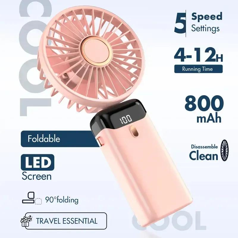 3 IN 1 Hand Fan 4000mAh Portable Fan USB for Travel & Outdoor and Summer