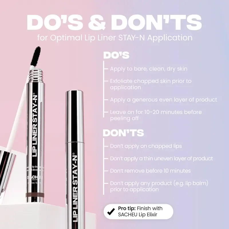 LIP LINER STAY-N - Peel-Off Lip Liner Stain - All Day & Night Lipliner with Hyaluronic Acid & Vitamin E -