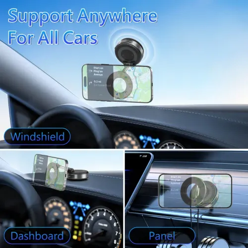 Universal Magnetic Car Phone Holder Strong Vacuum Suction Cup Mount