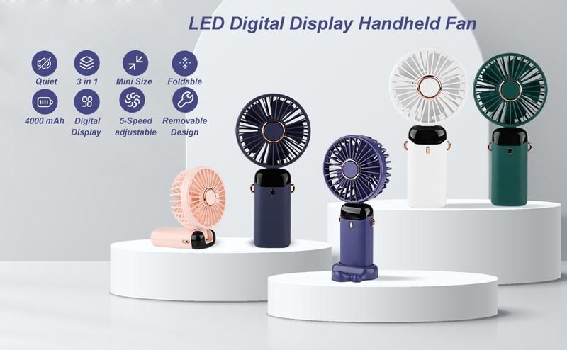3 IN 1 Hand Fan 4000mAh Portable Fan USB for Travel & Outdoor and Summer