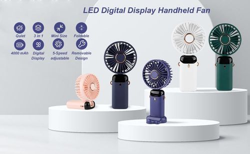 3 IN 1 Hand Fan 4000mAh Portable Fan USB for Travel & Outdoor and Summer
