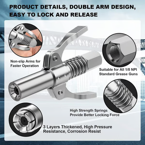 Grease Gun Coupler, Grease Joint Fittings, 10000PSI High Pressure Grease Nozzle Fittings