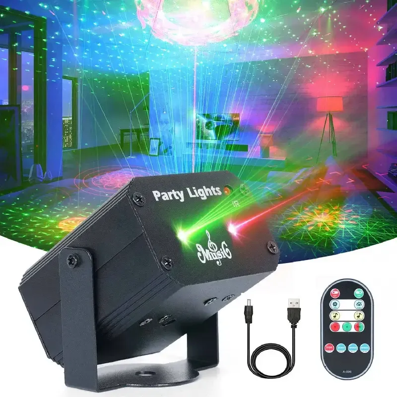 ound Activated Mini Laser Disco Light, Remote Control RGB Stage Projector Lamp for Home Party, KTV, Bar & Camping