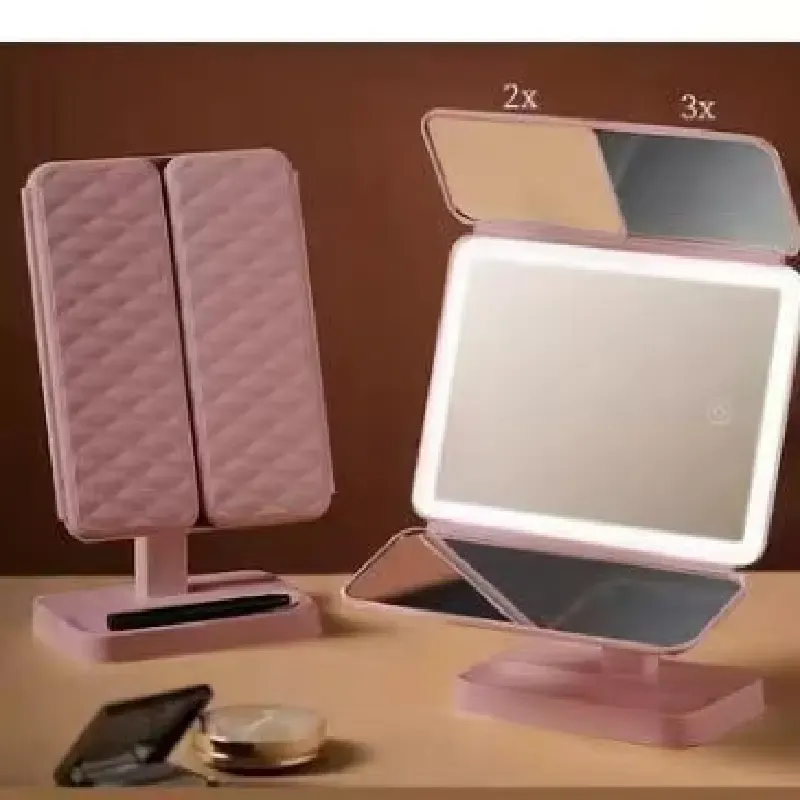 Tri-fold LED Lighted Makeup Mirror