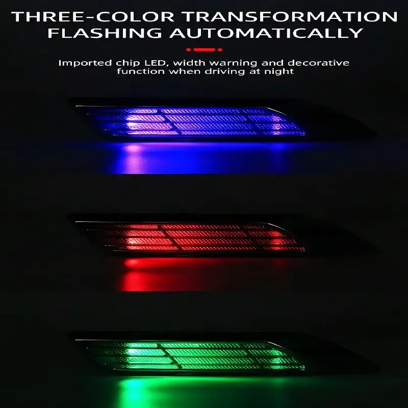 Solar LED Shark Gill Car Side Fender Vent Decorative Trim