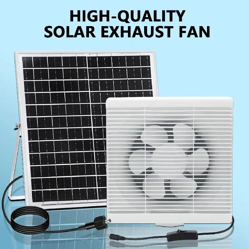10 Inch Solar Exhaust Fan Kit with 20W Solar Panel and 6A Lithium Battery