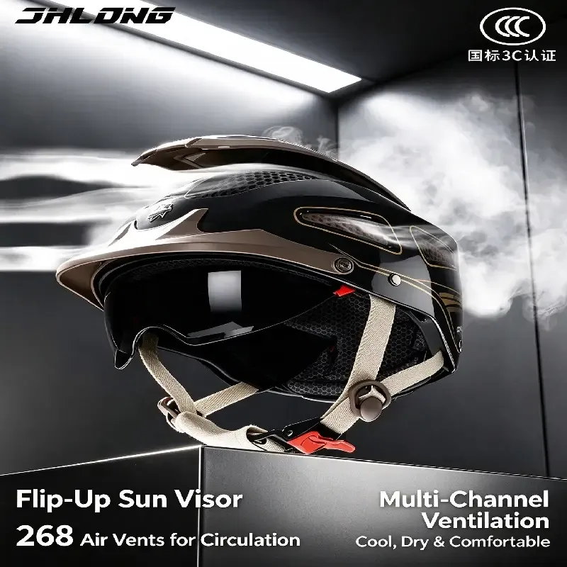 Dual Visor Ventilated Half Helmet