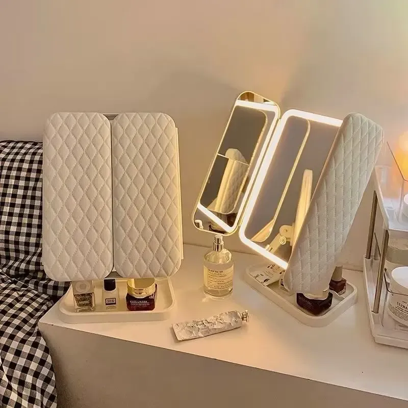 Tri-fold LED Lighted Makeup Mirror