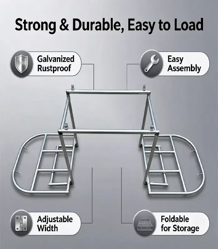 Universal Motorcycle Foldable Dual-Side Cargo Rack with Adjustable Width